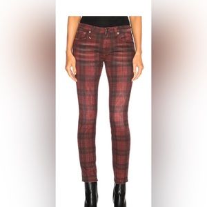 R13 Kate Tartan Skinny Jeans Red Plaid size 31